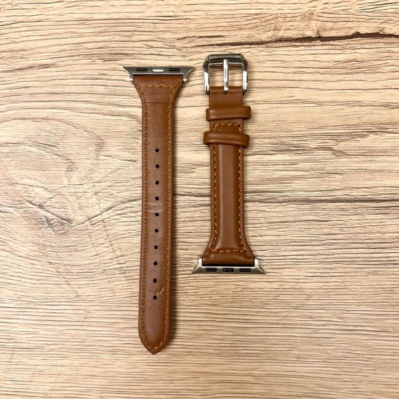 NEW[BAND] Slim BROWN Strap Leather For Apple Watch - Picture 2 of 3